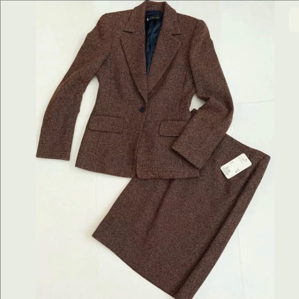 ESCADA Tweed Pencil Rock Skirt Jacket Suit Set